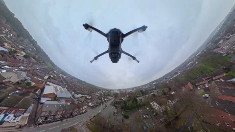 360 Panoramic View of Luton City During Mostly Cloudy Day Stock Footage 327804135