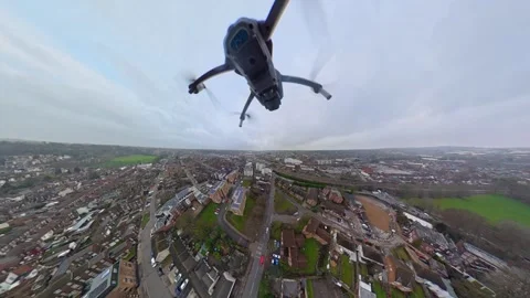 360 Panoramic View of Luton City During Mostly Cloudy Day Vídeo Stock 327804161