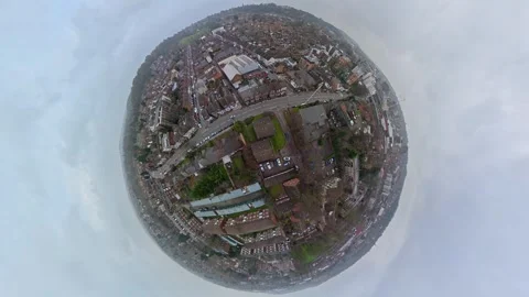 360 Panoramic View of Luton City During Mostly Cloudy Day Stock Footage 327804264
