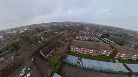 360 Panoramic View of Luton City During Mostly Cloudy Day Stock Footage 327804271