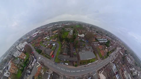 360 Panoramic View of Luton City During Mostly Cloudy Day Stock Footage 327804315
