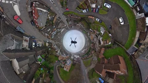 360 Panoramic View of Luton City During Mostly Cloudy Day Stock Footage 327804387