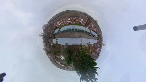 360 Panoramic View of Luton City During Mostly Cloudy Day Stock Footage 327804398