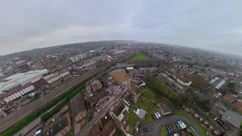 360 Panoramic View of Luton City During Mostly Cloudy Day Stock Footage 327804490