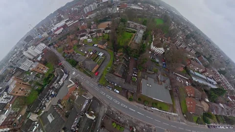 360 Panoramic View of Luton City During Mostly Cloudy Day Stock Footage 327804701