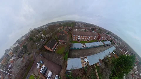 360 Panoramic View of Luton City During Mostly Cloudy Day Stock Footage 327805004