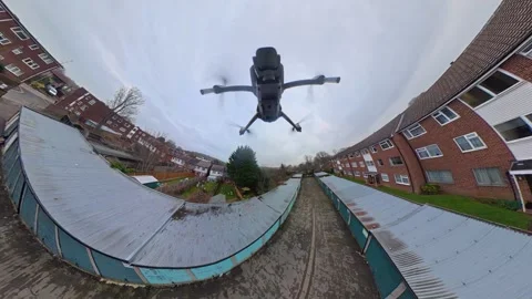 360 Panoramic View of Luton City During Mostly Cloudy Day Stock Footage 327805242