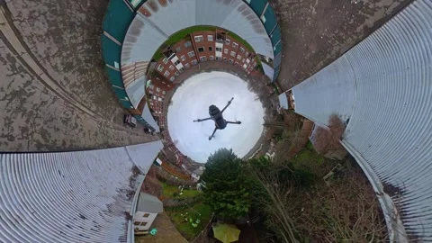 360 Panoramic View of Luton City During Mostly Cloudy Day Stock Footage 327805329