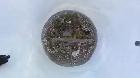 360 Panoramic View of Luton City During Mostly Cloudy Day Stock Footage 327805386