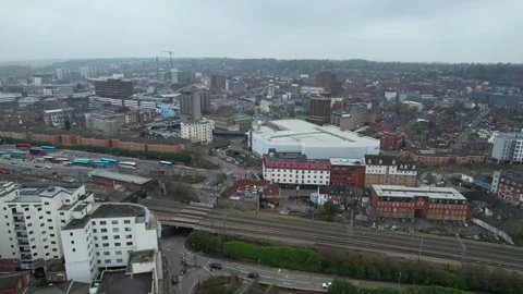 360 Panoramic View of Luton City During Mostly Cloudy Day Vídeo Stock 327805534