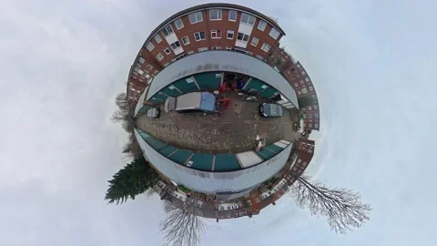360 Panoramic View of Luton City During Mostly Cloudy Day Stock Footage 327805544