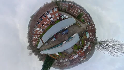 360 Panoramic View of Luton City During Mostly Cloudy Day Stock Footage 327805729
