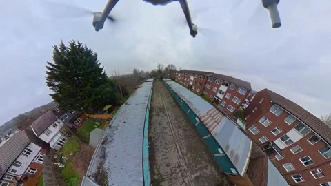 360 Panoramic View of Luton City During Mostly Cloudy Day Stock Footage 327806091