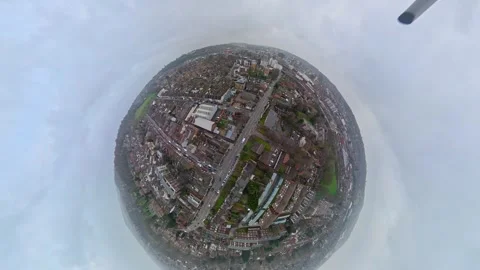 360 Panoramic View of Luton City During Mostly Cloudy Day Stock Footage 327807427
