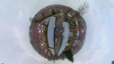 360 Panoramic View of Luton City During Mostly Cloudy Day Stock Footage 327807681