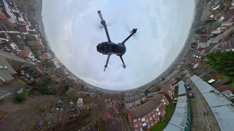 360 Panoramic View of Luton City During Mostly Cloudy Day Stock Footage 327807738