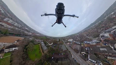 360 Panoramic View of Luton City During Mostly Cloudy Day Stock Footage 327807816