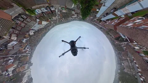 360 Panoramic View of Luton City During Mostly Cloudy Day Stock Footage 327808059