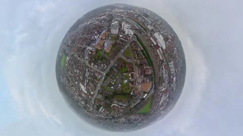 360 Panoramic View of Luton City During Mostly Cloudy Day Stock Footage 327808259