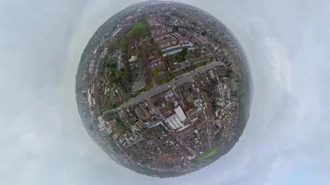 360 Panoramic View of Luton City During Mostly Cloudy Day Stock-Footage 327808345