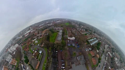 360 Panoramic View of Luton City During Mostly Cloudy Day Stock Footage 327808541