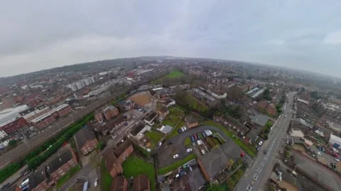 360 Panoramic View of Luton City During Mostly Cloudy Day Stock Footage 327808728