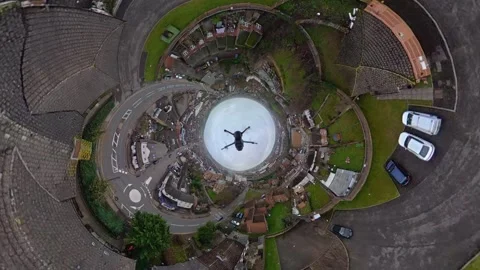 360 Panoramic View of Luton City During Mostly Cloudy Day Stock Footage 327809169
