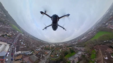 360 Panoramic View of Luton City During Mostly Cloudy Day Stock-Footage 327809189