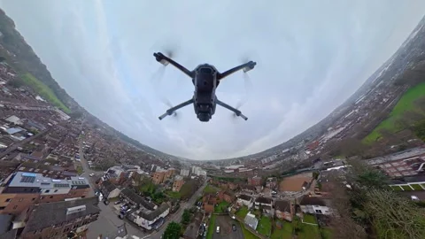 360 Panoramic View of Luton City During Mostly Cloudy Day Stock Footage 327809196