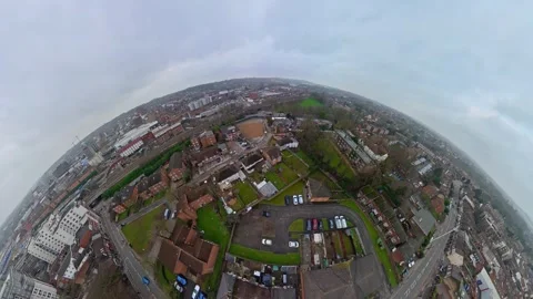 360 Panoramic View of Luton City During Mostly Cloudy Day Stock Footage 327809244