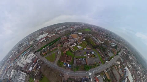 360 Panoramic View of Luton City During Mostly Cloudy Day Stock Footage 327809448