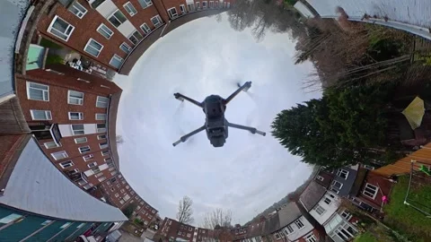 360 Panoramic View of Luton City During Mostly Cloudy Day Stock Footage 327809553