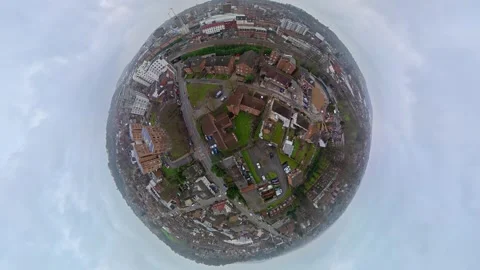 360 Panoramic View of Luton City During Mostly Cloudy Day Video stock 327809579
