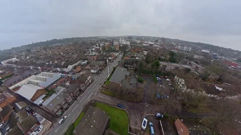 360 Panoramic View of Luton City During Mostly Cloudy Day Stock Footage 327809637
