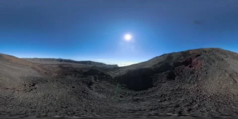 	360° Panoramic View of Volcano, Reunion Island – Lava Field Above the Clouds 스톡 동영상 317546971