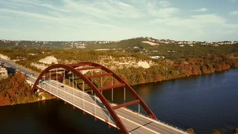 360 Pennybacker Bridge During Sunset Stock Footage 69973346