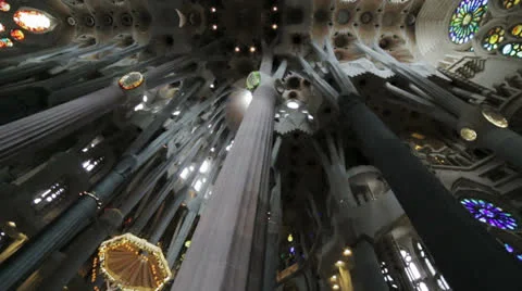 360 perspective of Gaudi architecture Stock Footage 25828900