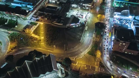 360 Rotating Night Time Lapse Of Traffic Traveling Around The City, 4k Vídeo Stock 91015815