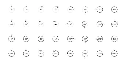 360 rotation angles icon set in flat design with elements for web site desi.. Stock Illustration