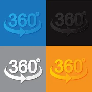 360 sign in 3d flat style Иллюстрация