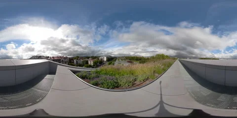 360° Timelapse in the rooftop park of the Museum of Ethnography - Budapest Stock Footage 231787691