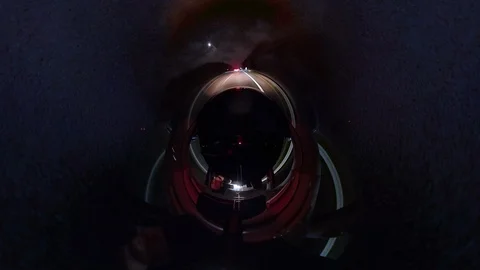 360 Tiny planet of young man driving in a car on highway Stock Footage 98425692