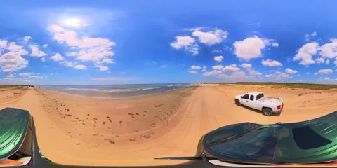 360 video driving on Texas High Island Beach 5k Stock Footage 248019367