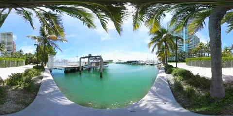 360 video of the Miami Beach Marina Stock Footage