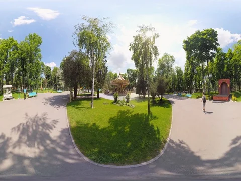 360 video panoramic view of children on carousel Stock Footage 76431503