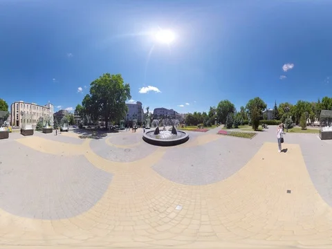 360 video panoramic view of  Monument to lovers Stock Footage 76431365