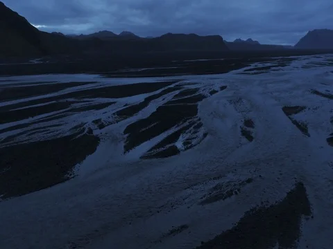 360 view of delta rivers during overcast night Video stock 79857408