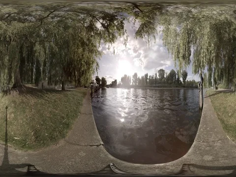 360 View of the Spree in Berlin Stock Footage