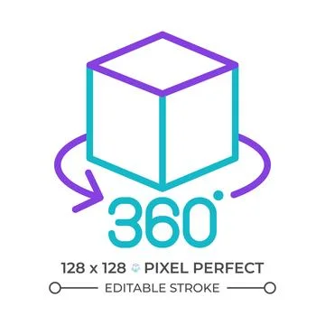 360 view two color line icon 스톡 일러스트