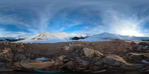 360 Virtual Reality Snowy Mountain Timelapse Stock Footage 105924664